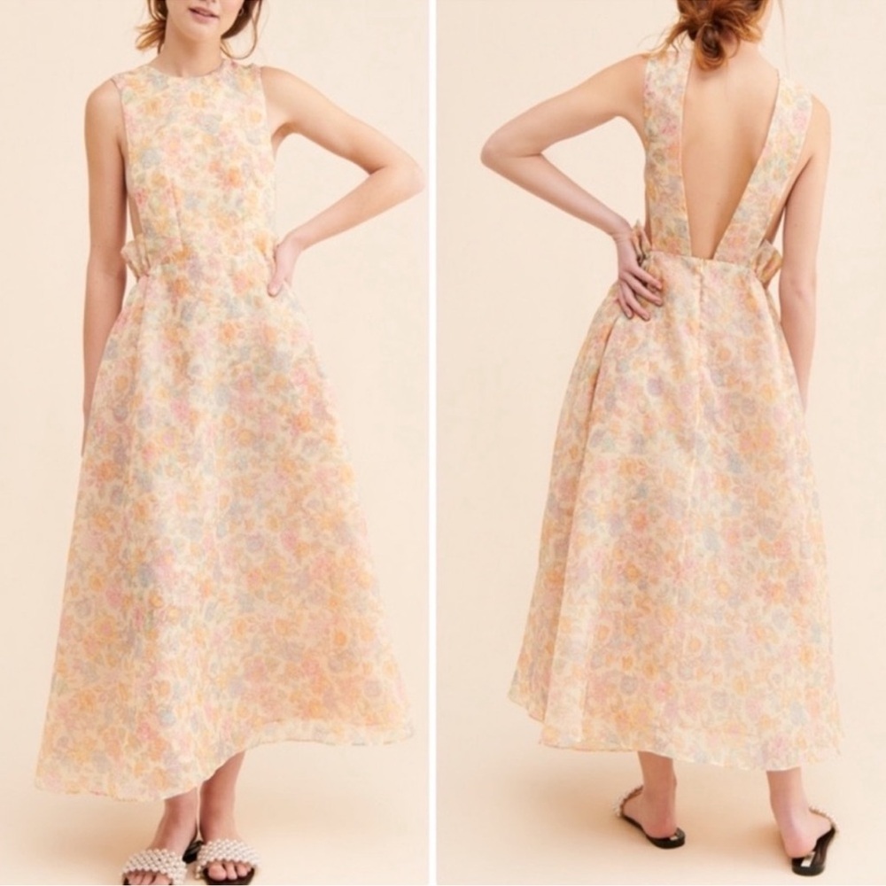 Selkie Puffy Pinafore Foral Dress small